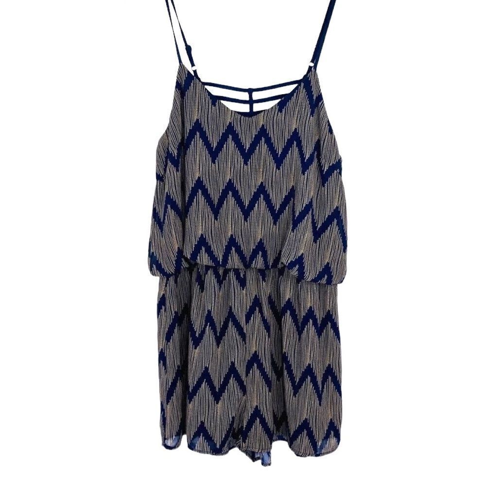 Ya Los Angeles navy tan zig zag romper lar…